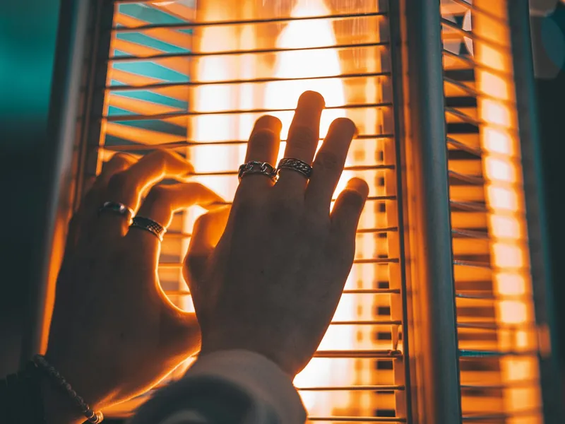 Estufa a gas encendida